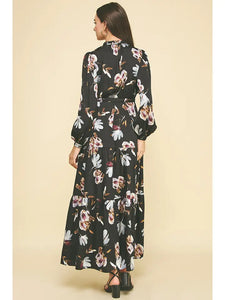 Pinch - Floral Long Sleeve Tierred Maxi - Black Multi