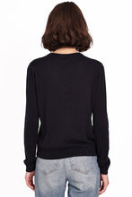 Load image into Gallery viewer, Minnie Rose - Supima Cotton Long Sleeve V Neck Long Sleeve - Black