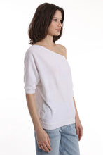 Load image into Gallery viewer, Minnie Rose - Cotton Cashmere Short Sleeve Off Shoulder - White