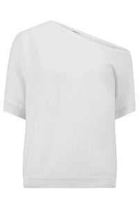 Minnie Rose - Cotton Cashmere Short Sleeve Off Shoulder - White