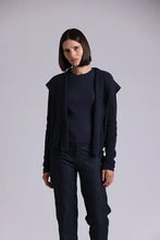 Load image into Gallery viewer, Minnie Rose - Cotton Shaker Hooded Flyaway Cardi - Navy