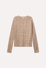 Load image into Gallery viewer, Minnie Rose Cotton Marled Cable Crew - Brown Sugar / White