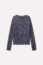 Load image into Gallery viewer, Minnie Rose Cotton Marled Cable Crew Sweater - Navy / White