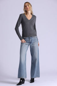 Minnie Rose - Power V Neck - Charcoal