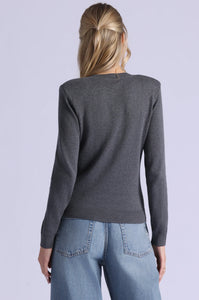Minnie Rose - Power V Neck - Charcoal