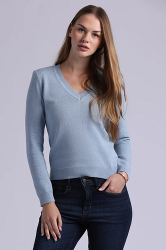 Minnie Rose - Power V Neck - Fresco Blue