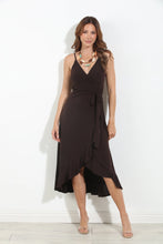 Load image into Gallery viewer, Veronica M Spaghetti Wrap Midi Dress - Chocolate