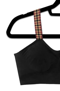 Strap Its - Burgundy Houndstooth (attached to their black bra)