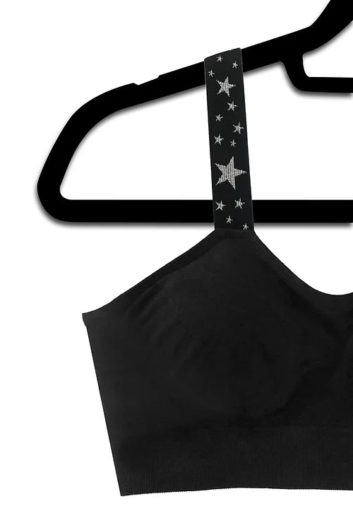 Strap-Its - Black With Metallic Stars (attached to black bra)