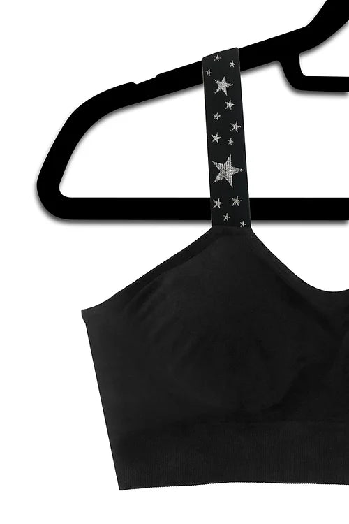 Strap Its - Metallic Silver Star (attached to our black bra)