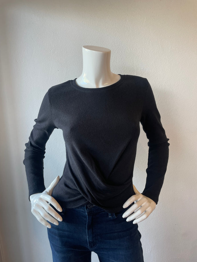 Velvet - Geonna Long Sleeve Twist Front Top - Black