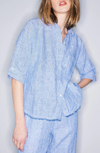 Melissa Nepton - Benson Stripe Shirt - Royal Stripe