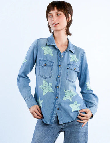 Billy T - Big Embroidered Star Top - Denim