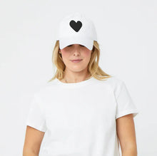 Load image into Gallery viewer, Kerri Rosenthal - Heart Patch Hat - White with Black