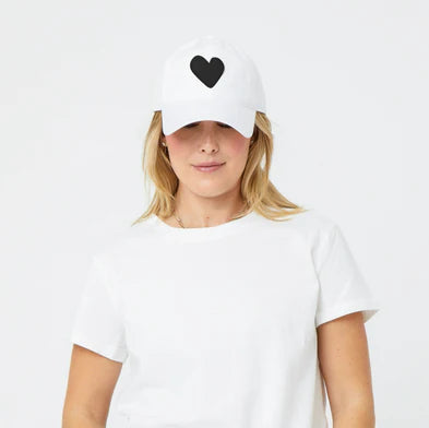 Kerri Rosenthal - Heart Patch Hat - White with Black