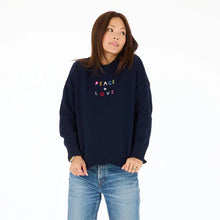 Load image into Gallery viewer, Kerri Rosenthal - Boyfriend Peace &amp; Love Sweater - Indigo