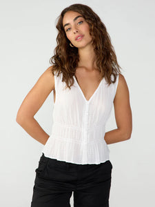 Sanctuary - Featherweight Button Front Top - White
