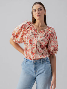 Sanctuary - Bubble Sleeve Boho Blouse - Pacific Light