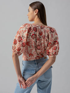 Sanctuary - Bubble Sleeve Boho Blouse - Pacific Light