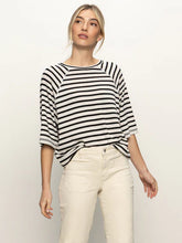 Load image into Gallery viewer, Sanctuary - Boxy Raglan Tee - Black w/ Light Oat Stripe