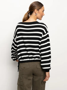 Sanctuary - Side Tie Sweater - Black/Chalk Stripe