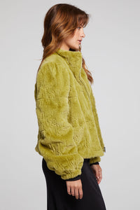 Chaser - Puff Sleeve Faux Fur Jacket - Green