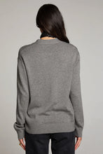 Load image into Gallery viewer, Chaser Rolling Stones Cardigan Logo Intarsia Knit Vibe - Charcoal