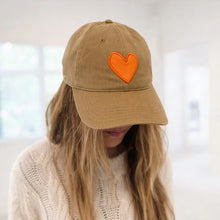 Load image into Gallery viewer, Kerri Rosenthal - KR Imperfect Heart Hat - Camel/Orange