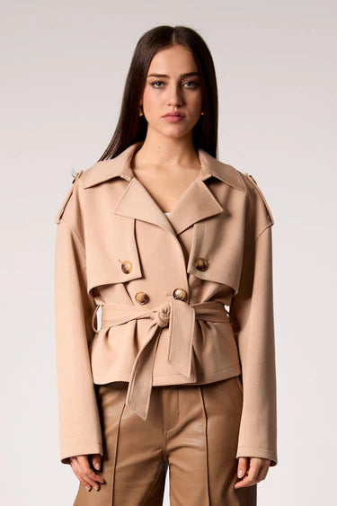 Blue Revival - Charli Crop Trench Coat - Camel