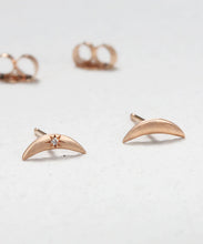 Load image into Gallery viewer, Sirciam Small Cresent Moon Studs - Rose Gold