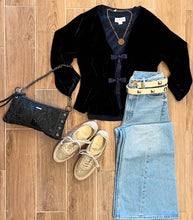 Load image into Gallery viewer, Velvet- Elida Tie Front Top- Viking (Navy)