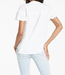 Dear John Blake Flutter Sleeve Top  - White