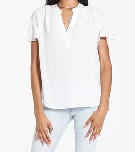 Dear John Blake Flutter Sleeve Top  - White