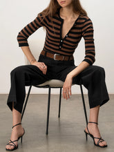 Load image into Gallery viewer, Sanctuary - Selena Henley Top - Black/Cocoa Stripe