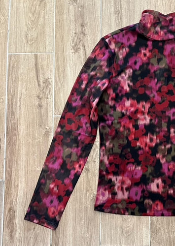 Sanctuary- L/S Mesh Mock Neck Top- Berry Glow