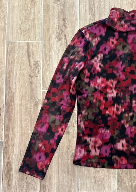 Sanctuary- L/S Mesh Mock Neck Top- Berry Glow