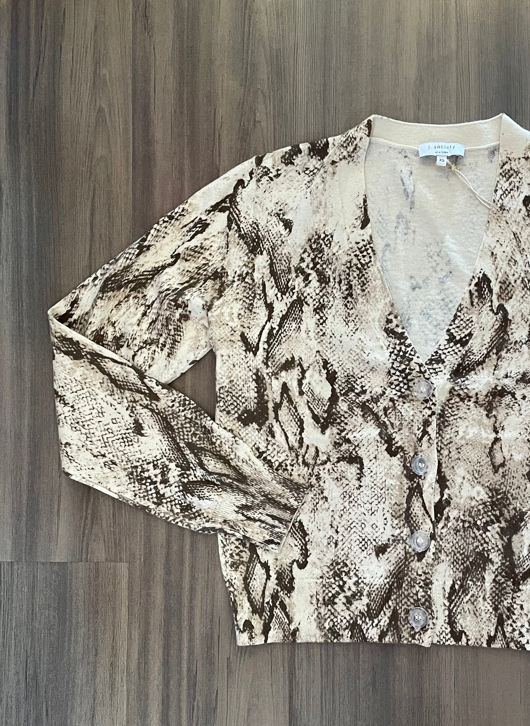 J Society - Python V Neck Cardie - Beige