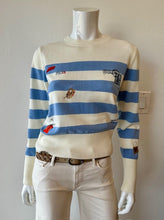 Load image into Gallery viewer, Wispr by Brodie - French Embroidery Stripe Cardi - Sky Stripes