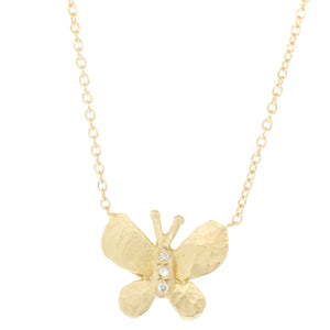 Victoria Cunningham - Hammered Butterfly and Diamnonds Necklace