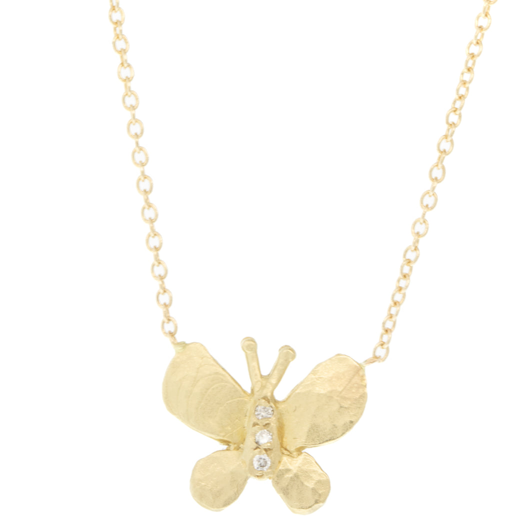 Victoria Cunningham - Hammered Butterfly and Diamnonds Necklace