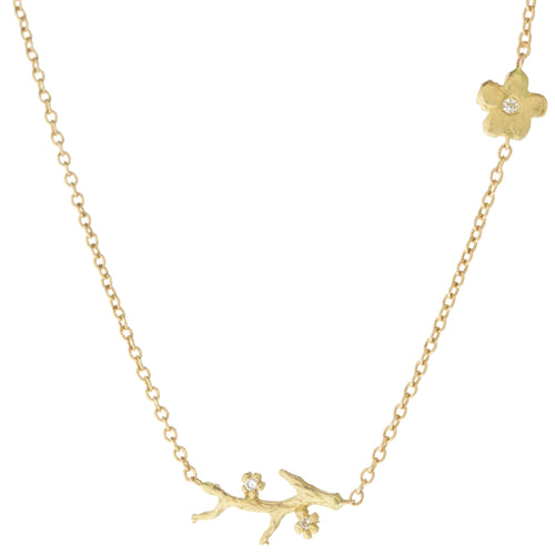 Victoria Cunningham - 14K Branch & Flower Necklace - Yellow Gold