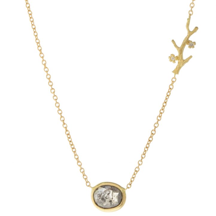 Victoria Cunningham - 14K Diamond Slice With Branch - Yellow Gold