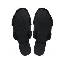 Load image into Gallery viewer, Solei Sea - Hanni Faux Fur Slide - Black (gold)