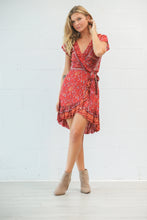 Load image into Gallery viewer, Sea Lustre - Havana Mini Wrap Dress - Garnet