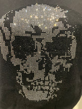 Load image into Gallery viewer, Minnie Rose Cotton Cashmere Frayed Tee with Skull Embellishment