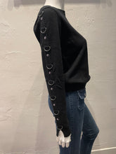 Load image into Gallery viewer, Minnie Rose Cotton Cashmere Crew Neck Pullover with D-Ring Trim Detail