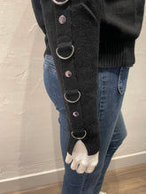 Load image into Gallery viewer, Minnie Rose Cotton Cashmere Crew Neck Pullover with D-Ring Trim Detail