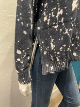 Load image into Gallery viewer, Minnie Rose Cotton Cashmere Paint Splatter Frayed Crew w/ Zipper