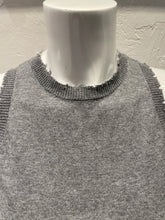 Load image into Gallery viewer, Minnie Rose - Cotton/Cashmere Frayed Tank in Grey Shadow