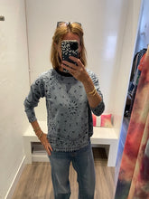 Load image into Gallery viewer, J Society - Bandana Distressed Crew Sweater - Denim